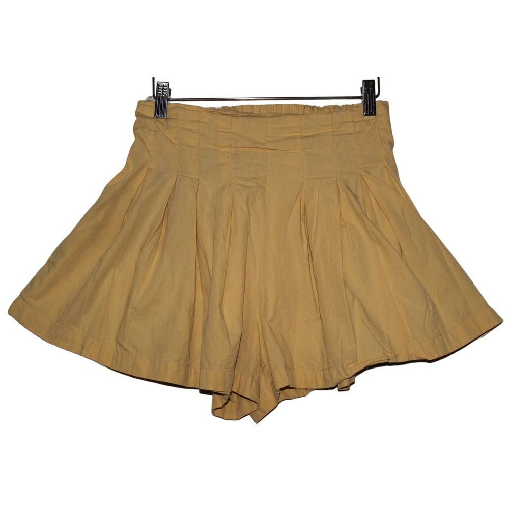 Women's Free People Mustard Yellow Cotton Casual Pull On Elastic Shorts Sz Small